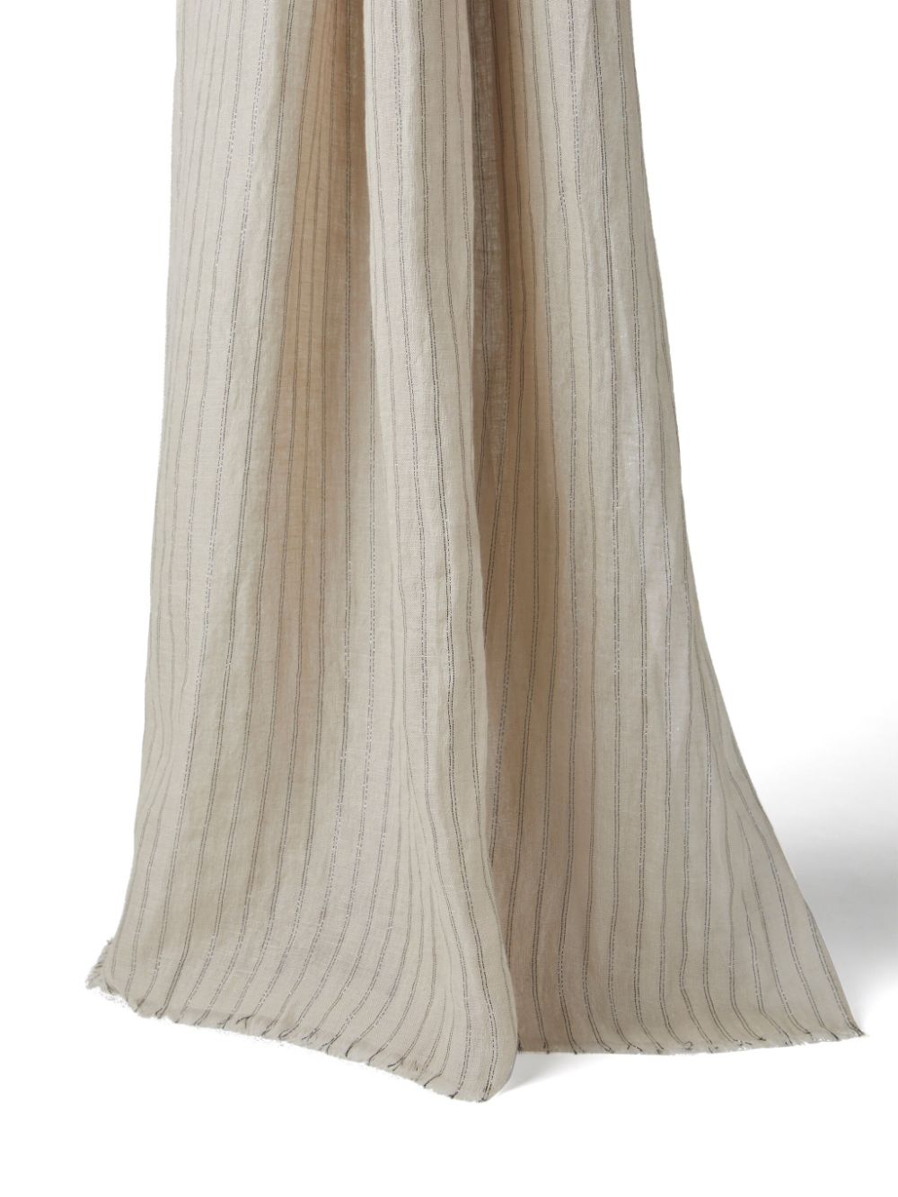 BRUNELLO CUCINELLI Beige Linen Striped Frayed Edge Scarf for Women