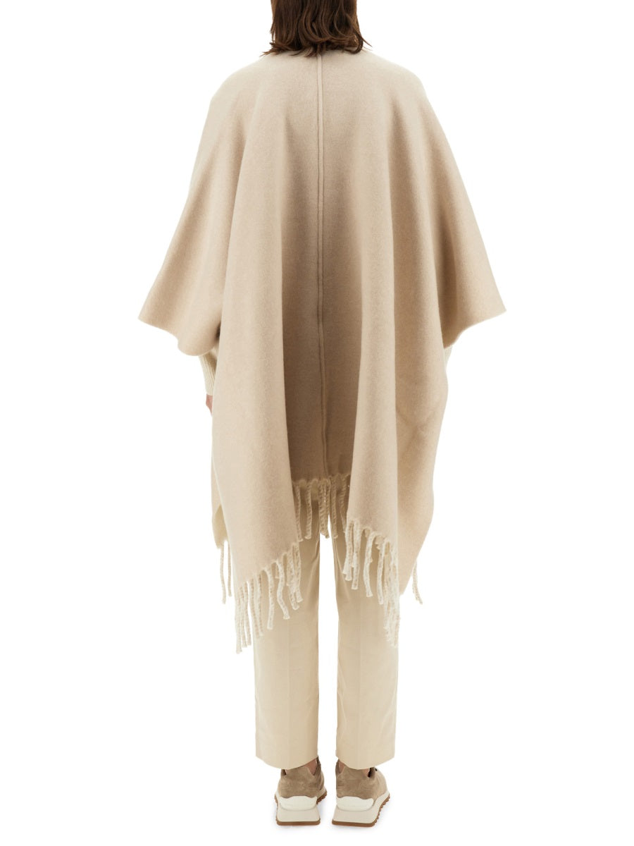 BRUNELLO CUCINELLI Double Knit Wool and Cashmere Poncho