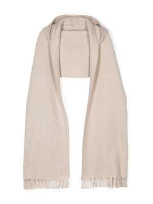 BRUNELLO CUCINELLI Luxurious Cashmere Blend Hooded Scarf in Light Beige