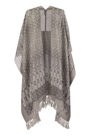 BRUNELLO CUCINELLI ETHNIC PRINT LINEN PONCHO