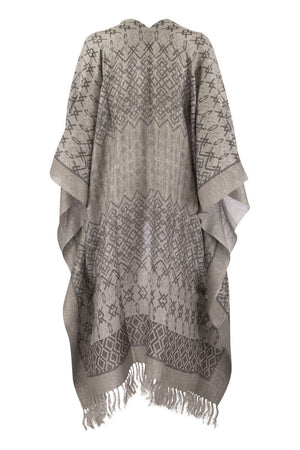 BRUNELLO CUCINELLI ETHNIC PRINT LINEN PONCHO