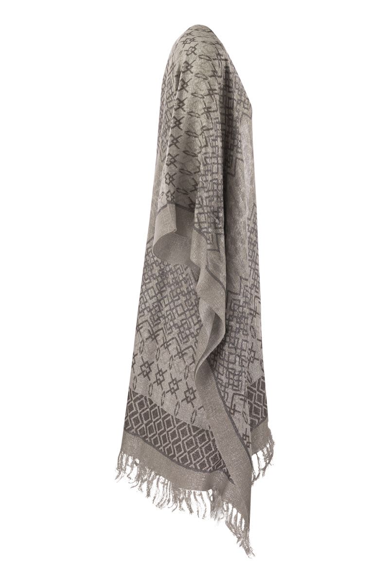 BRUNELLO CUCINELLI ETHNIC PRINT LINEN PONCHO