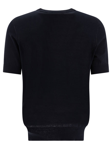 BRUNELLO CUCINELLI Fine Knit T-Shirt with Silver Weft - Men’s Edition