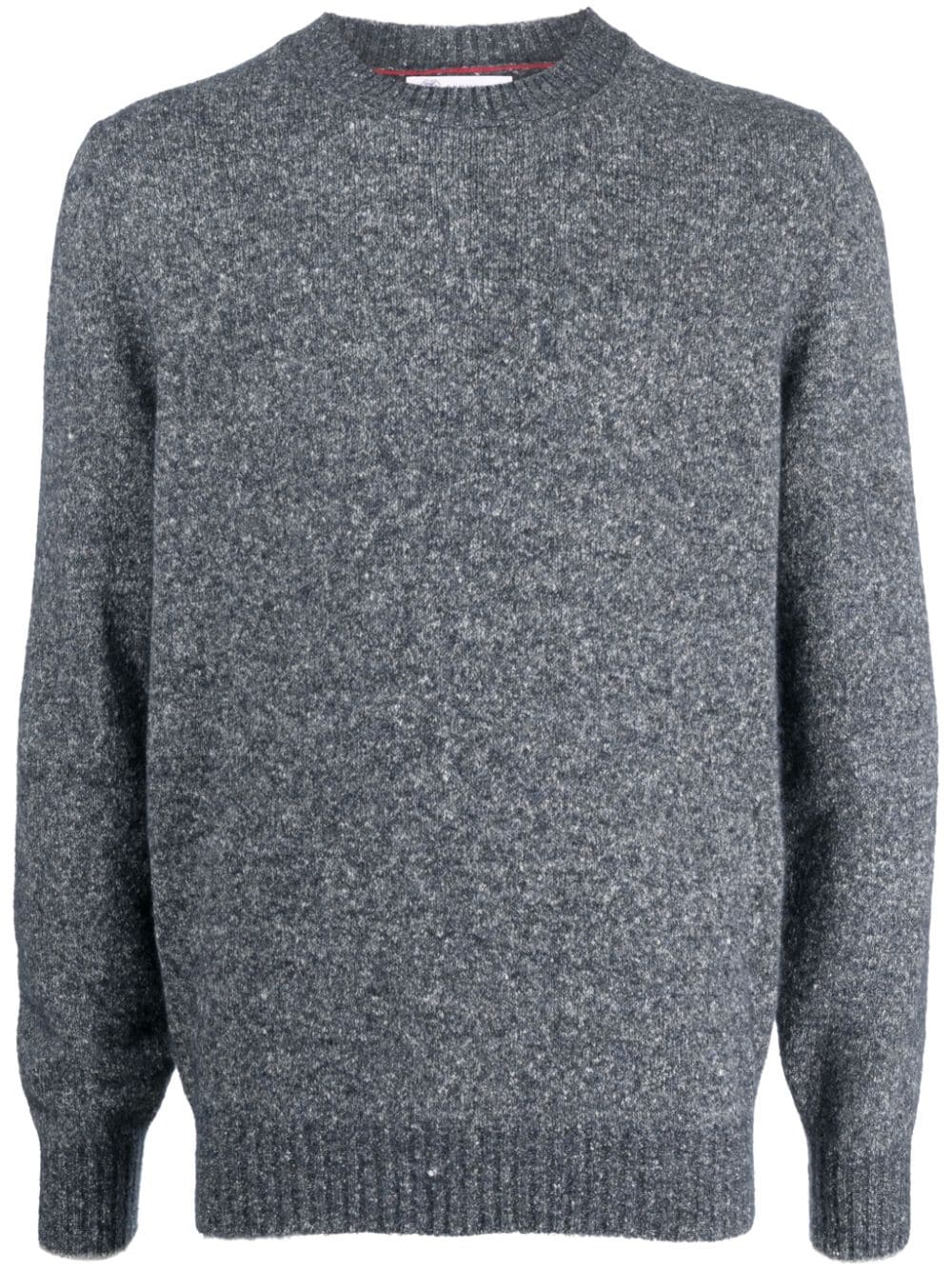 BRUNELLO CUCINELLI Navy Blue Wool and Cotton Mélange Pullover Jumper for Men