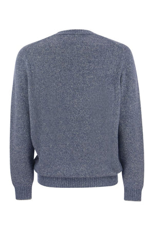 BRUNELLO CUCINELLI Men's Grey Alpaca Blend Crew-Neck Sweater - FW23 Collection