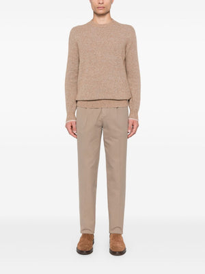 BRUNELLO CUCINELLI Luxurious Camel Wool Crewneck Sweater for Men