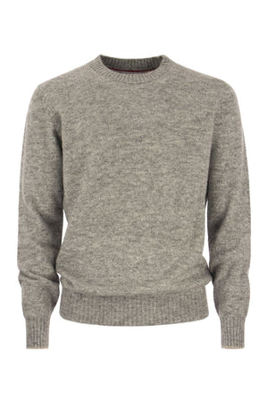 BRUNELLO CUCINELLI Men's Grey Alpaca Blend Crew-Neck Sweater - FW23 Collection