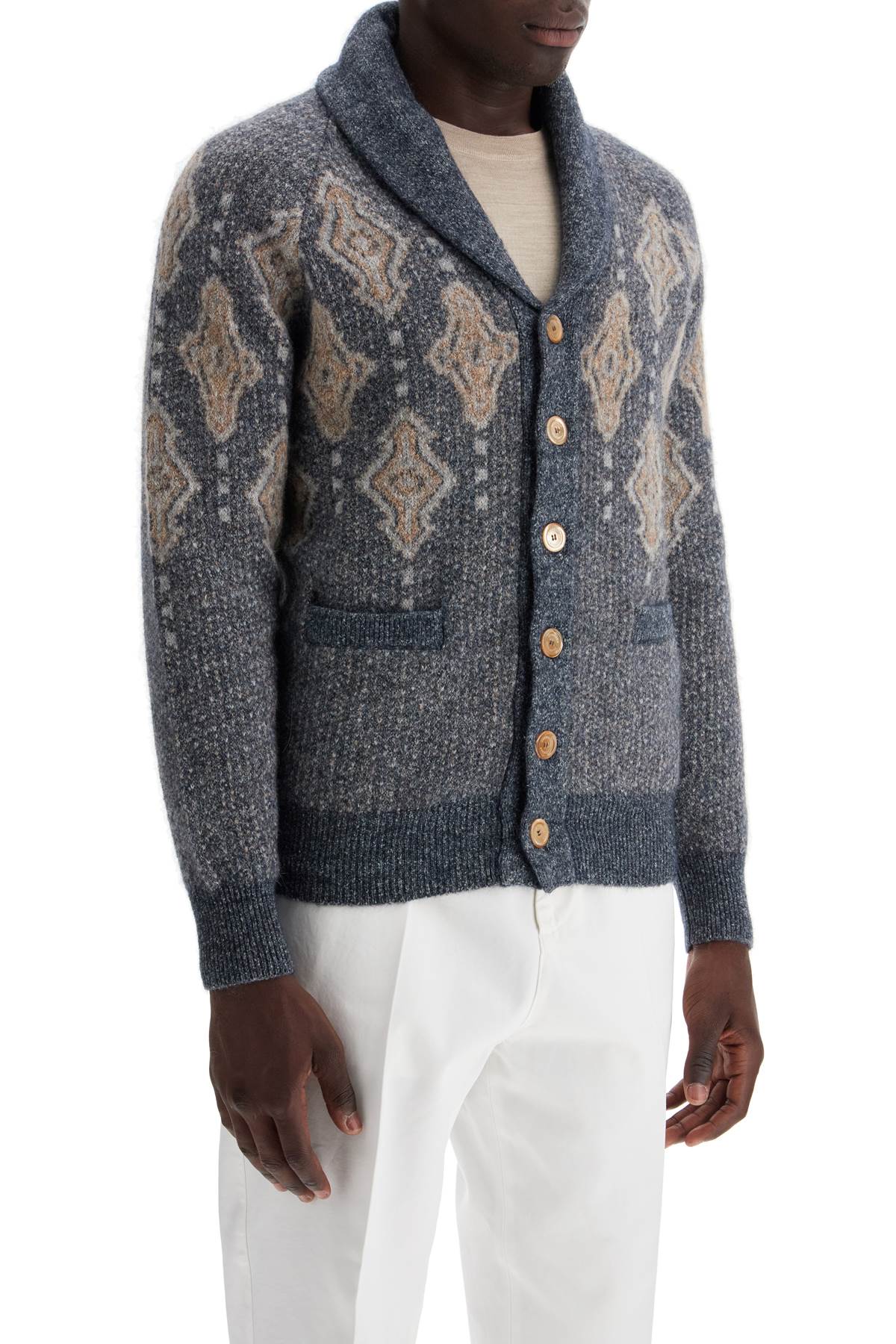 BRUNELLO CUCINELLI Geometric Pattern Alpaca-Blend Cardigan