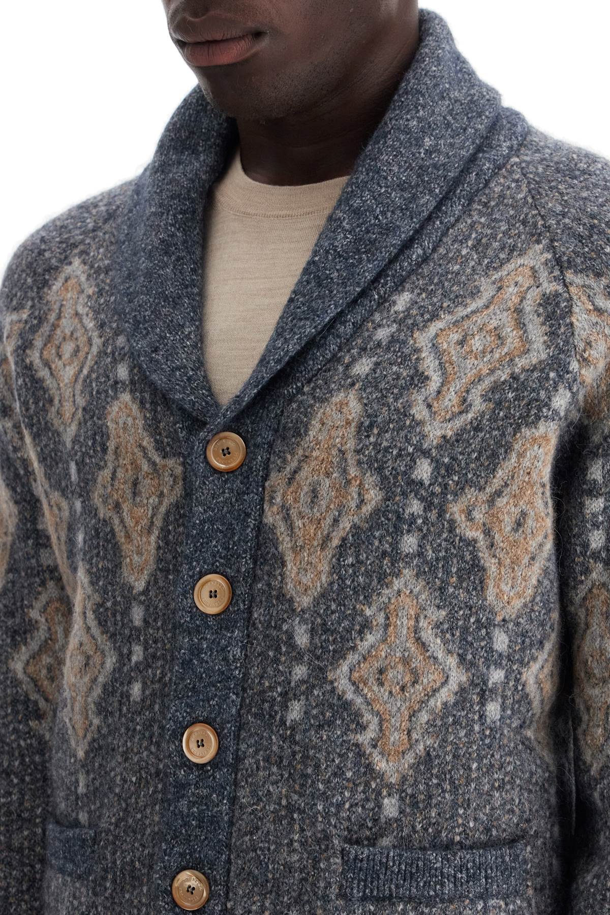 BRUNELLO CUCINELLI Geometric Pattern Alpaca-Blend Cardigan