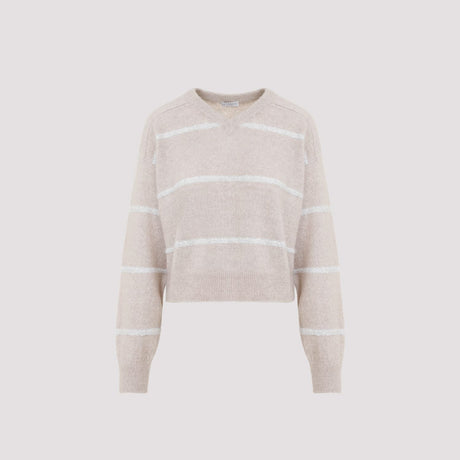 BRUNELLO CUCINELLI Luxurious Nude Striped Sweater for Women