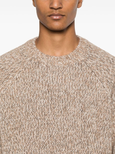 BRUNELLO CUCINELLI Luxurious Almond Beige Wool-Blend Crewneck Sweater