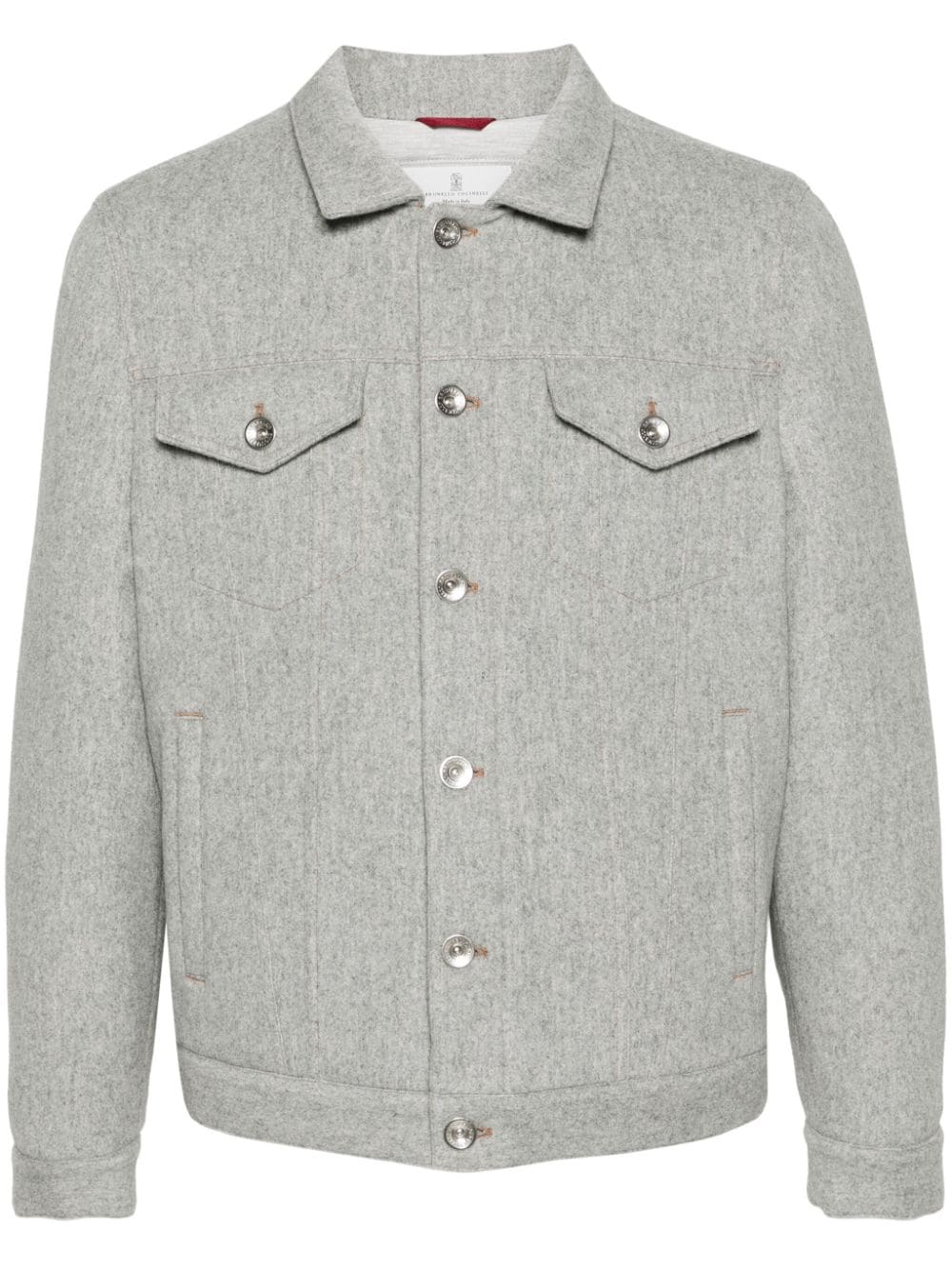 BRUNELLO CUCINELLI Luxury Heather Grey Cashmere-Wool Blend Jacket