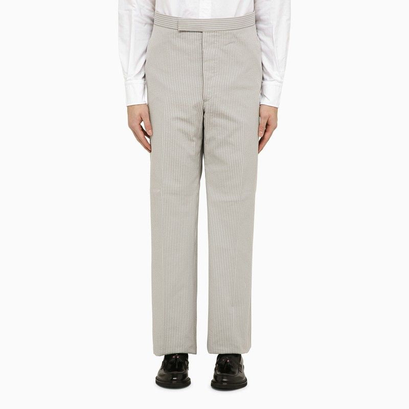 Light Grey Pinstripe Trousers for Men