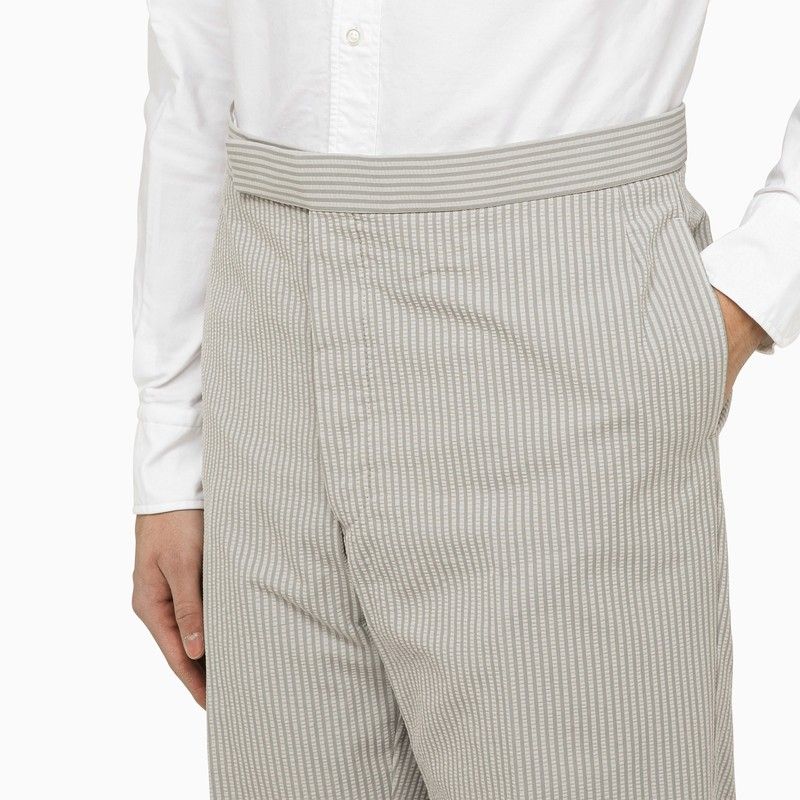 THOM BROWNE Men's Light Grey Pinstripe Trousers for Spring/Summer 2024