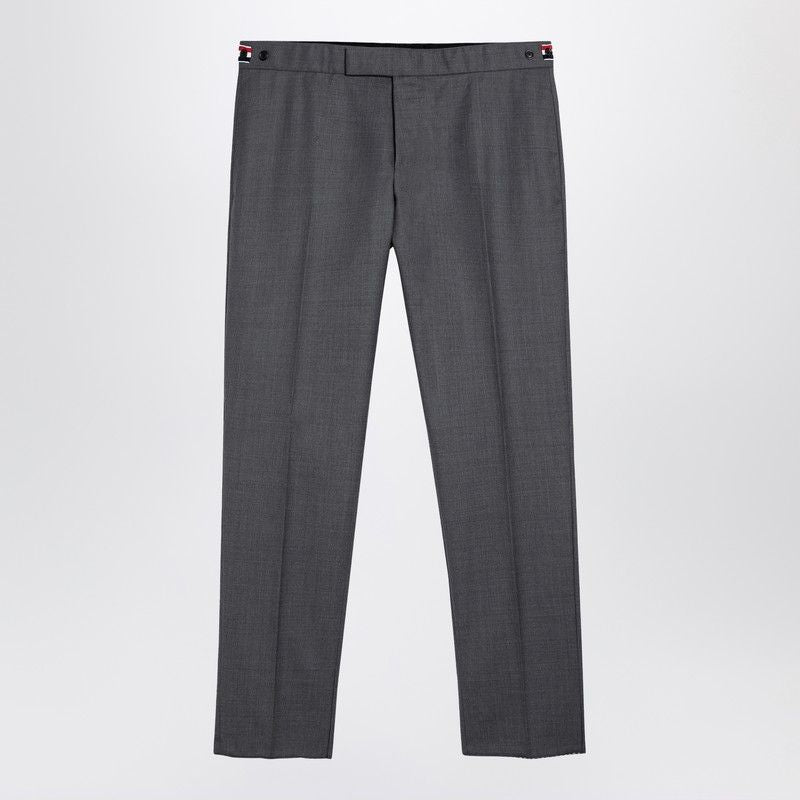 THOM BROWNE Classic Grey Wool Trousers for Men