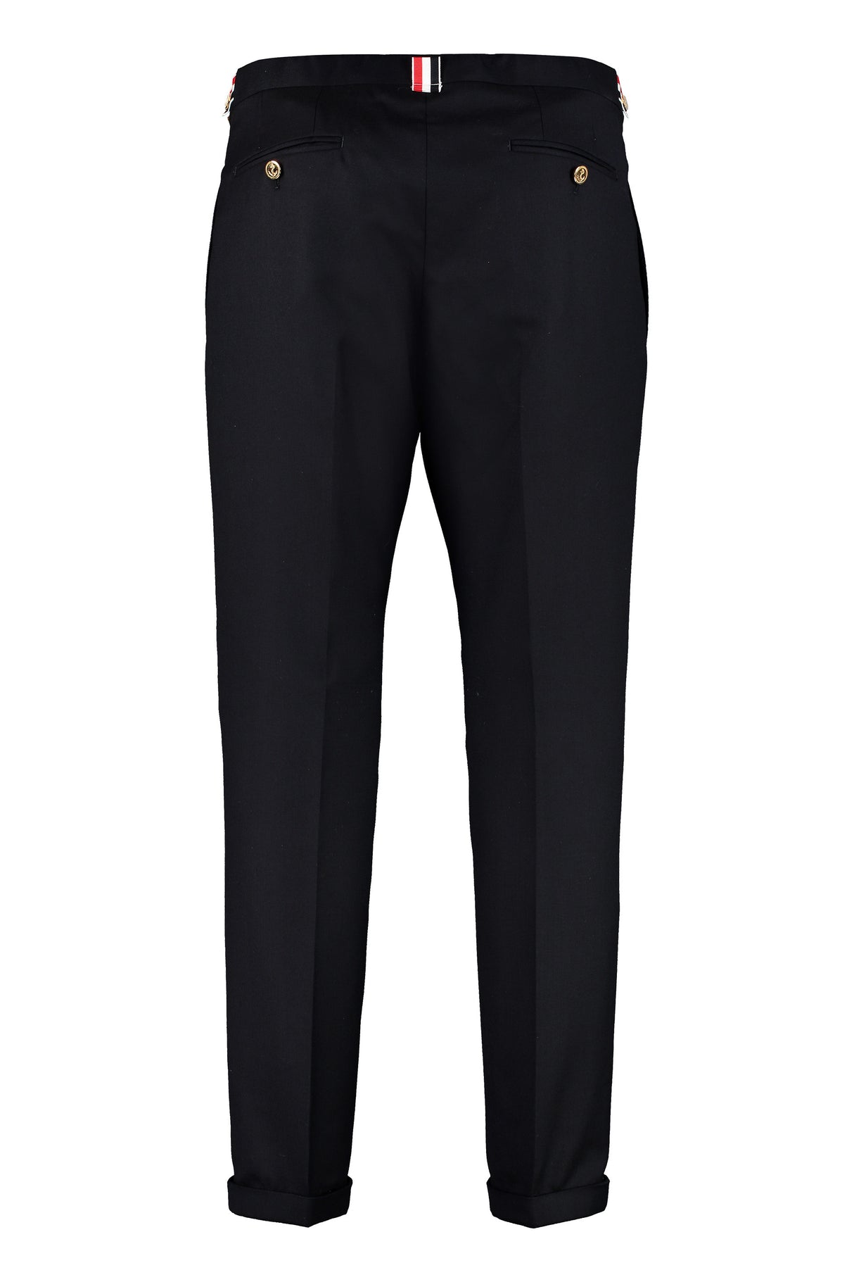 THOM BROWNE Classic Grey Wool Trousers for Men