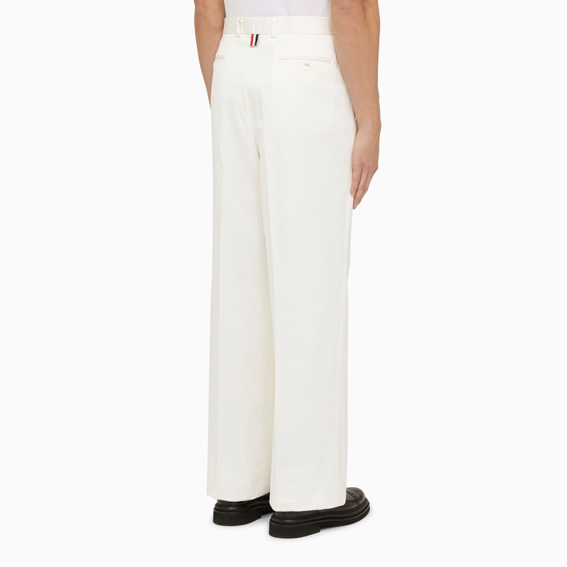 White Straight Cotton Trousers for Men - SS24 Collection