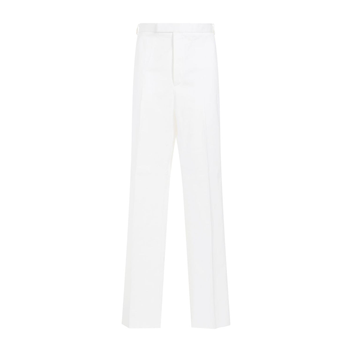 White Straight Leg Cotton Chino Pants for Men