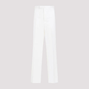 White Straight Leg Cotton Chino Pants for Men