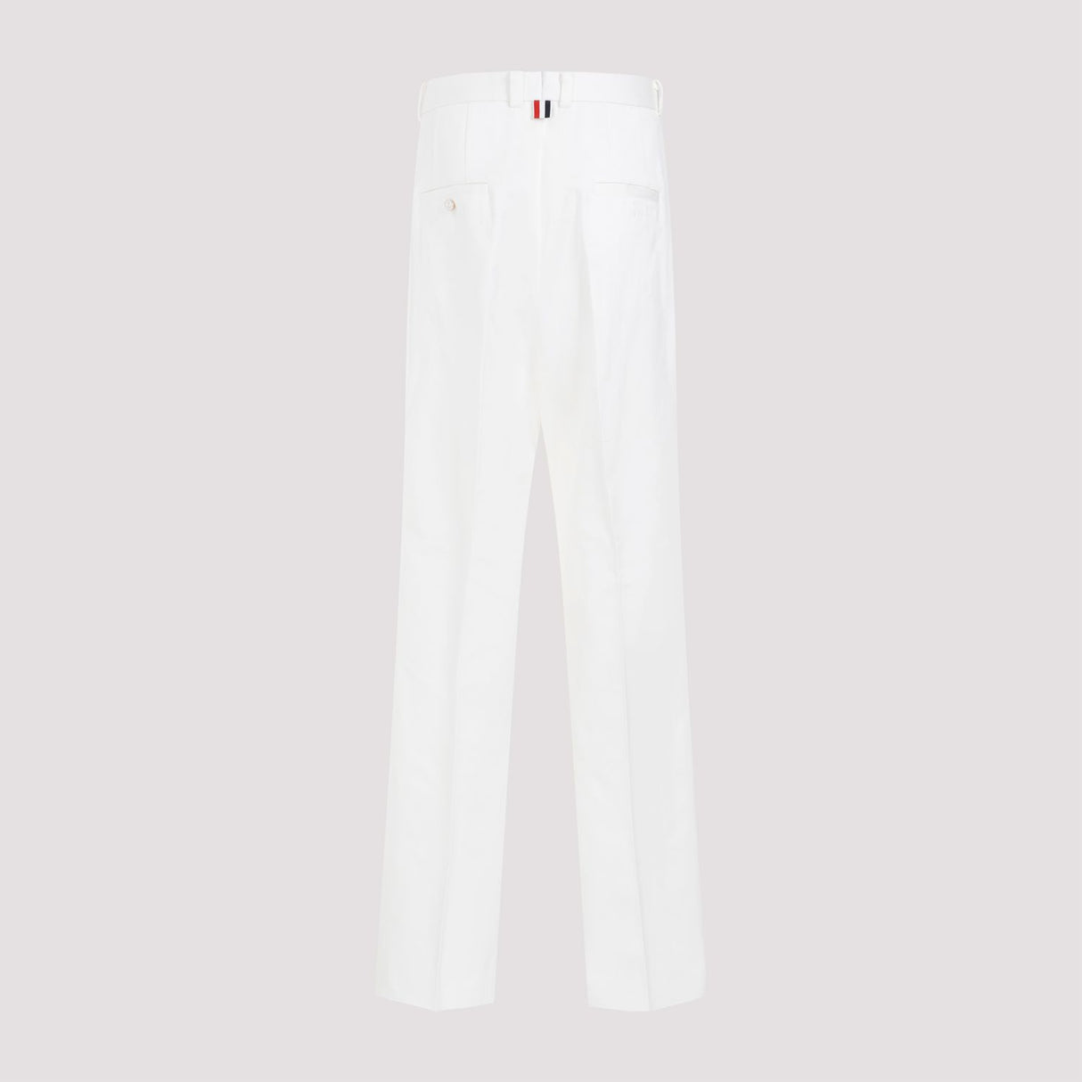 White Straight Leg Cotton Chino Pants for Men