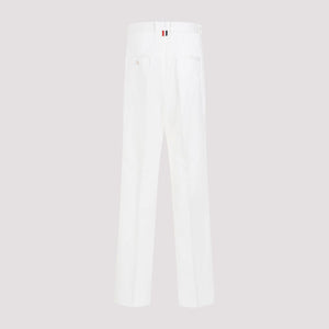 THOM BROWNE White Straight Leg Cotton Chino Pants for Men