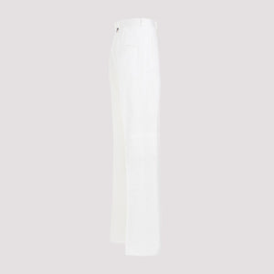 White Straight Leg Cotton Chino Pants for Men