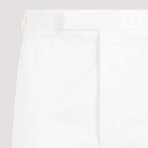 White Straight Leg Cotton Chino Pants for Men