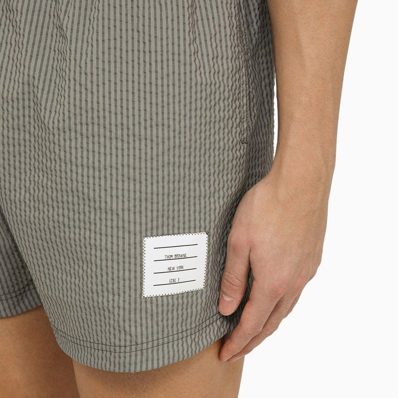 THOM BROWNE Men's Grey Striped Swim Shorts for SS24