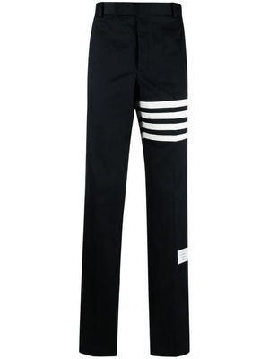 THOM BROWNE Unconstructed 4-Bar Cotton Trousers in Blue for Men - SS24 Collection