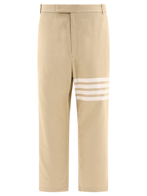 THOM BROWNE Men's Beige 4-Bar Trousers for SS24