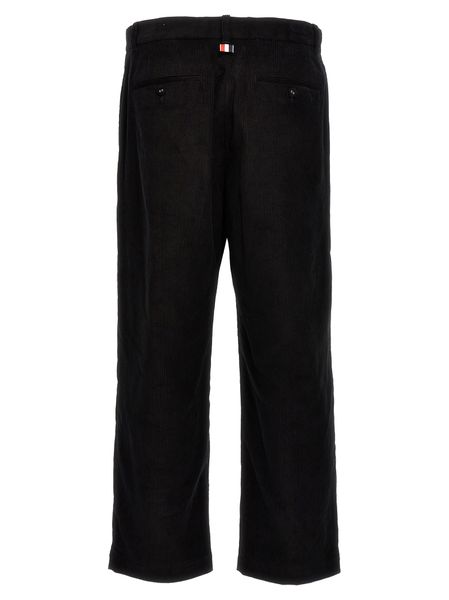 Black Corduroy Boot-Cut Pants for Men