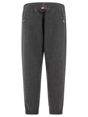 THOM BROWNE Luxury Wool Joggers - Classic Gray