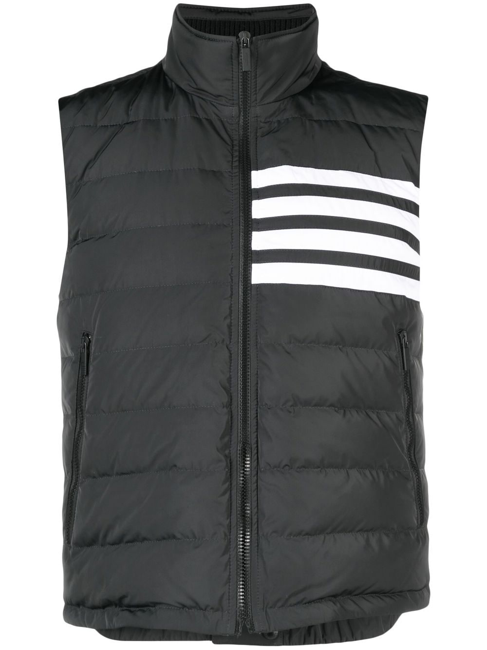 Men's Padded Quilted Vest in Charcoal with Contrast 4-Bar Detail