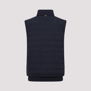 Men's Padded Quilted Vest in Charcoal with Contrast 4-Bar Detail