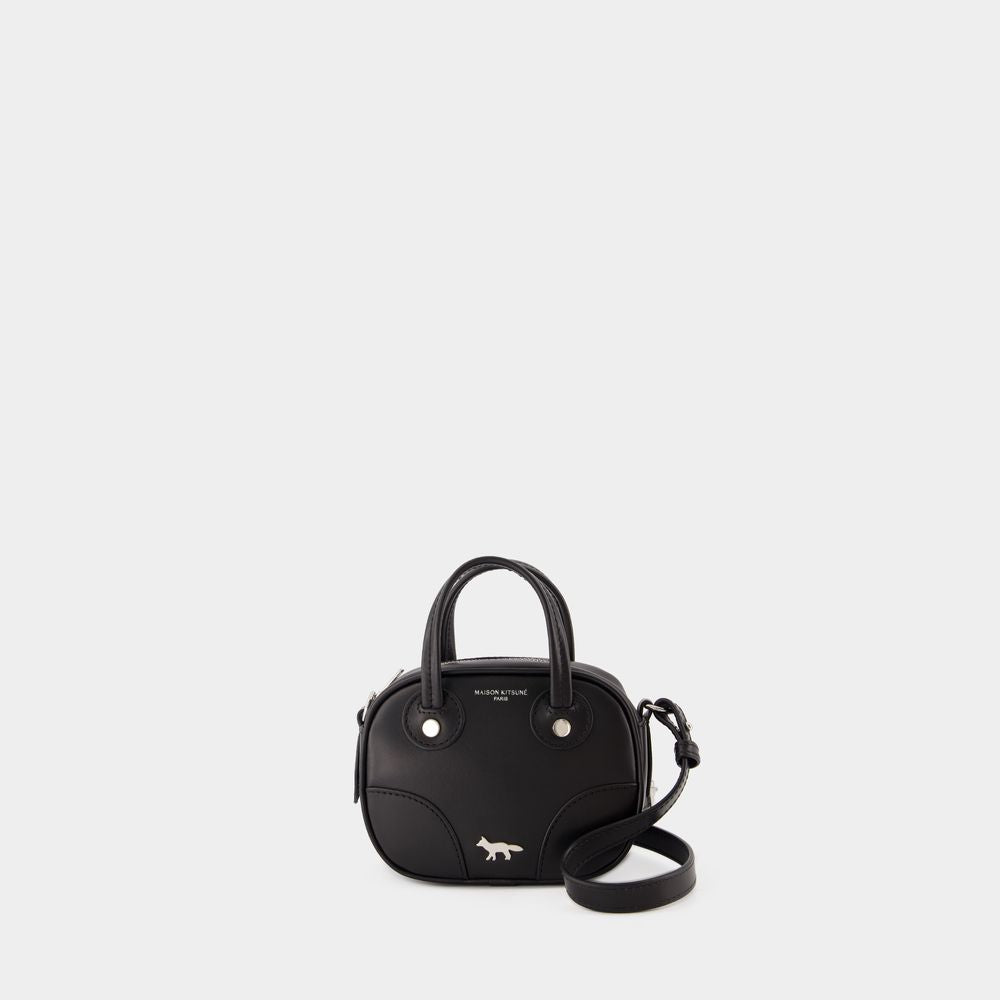 MAISON KITSUNÉ Mini Boogie Leather Crossbody Bag - Black