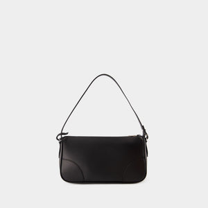 MAISON KITSUNÉ Chic Black Leather Mini Baguette Shoulder Bag