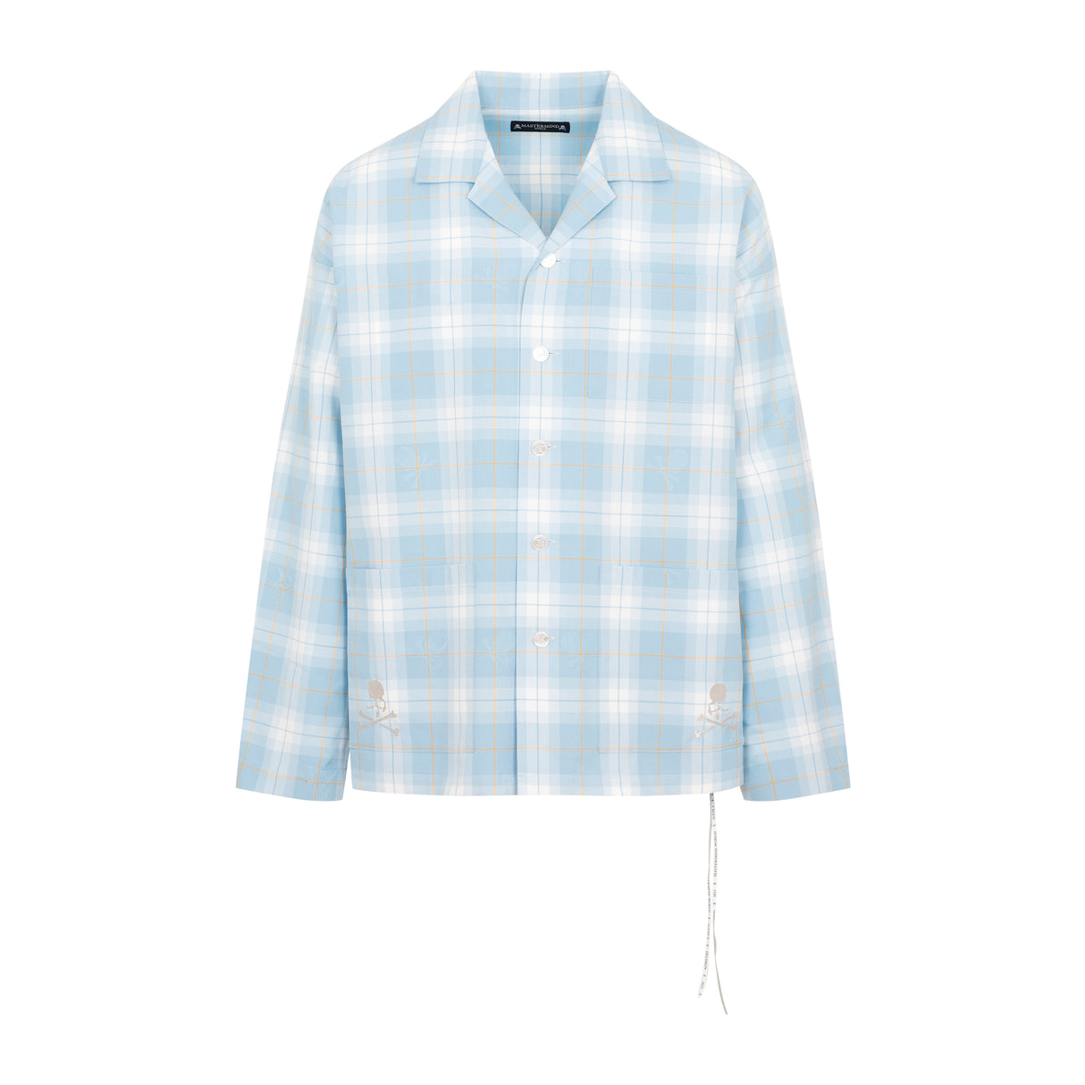 MASTERMIND JAPAN Men's Blue Plaid Open Collar Shirt for SS24