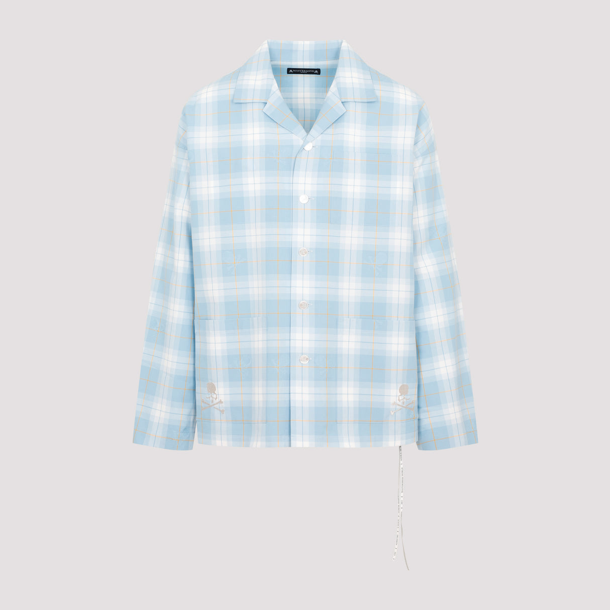 MASTERMIND JAPAN Men's Blue Plaid Open Collar Shirt for SS24