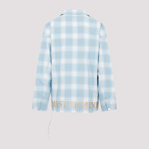 MASTERMIND JAPAN Men's Blue Plaid Open Collar Shirt for SS24