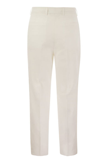 BRUNELLO CUCINELLI Men's White Linen Trousers with Darts for SS24