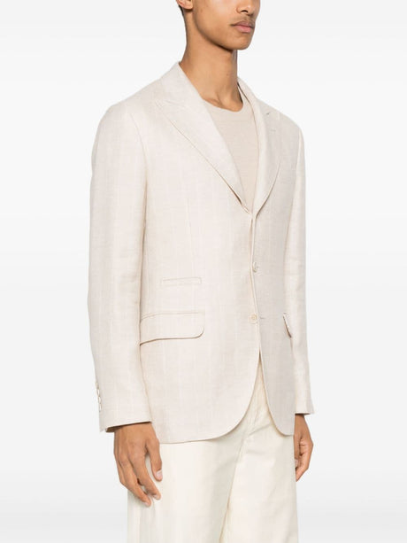 ライトベージュ麻混紡スーツジャケット メンズ - 2024年春夏のサステナブルファッション