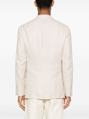 BRUNELLO CUCINELLI Light Beige Linen Suit Jacket for Men - Sustainable Fashion for SS24