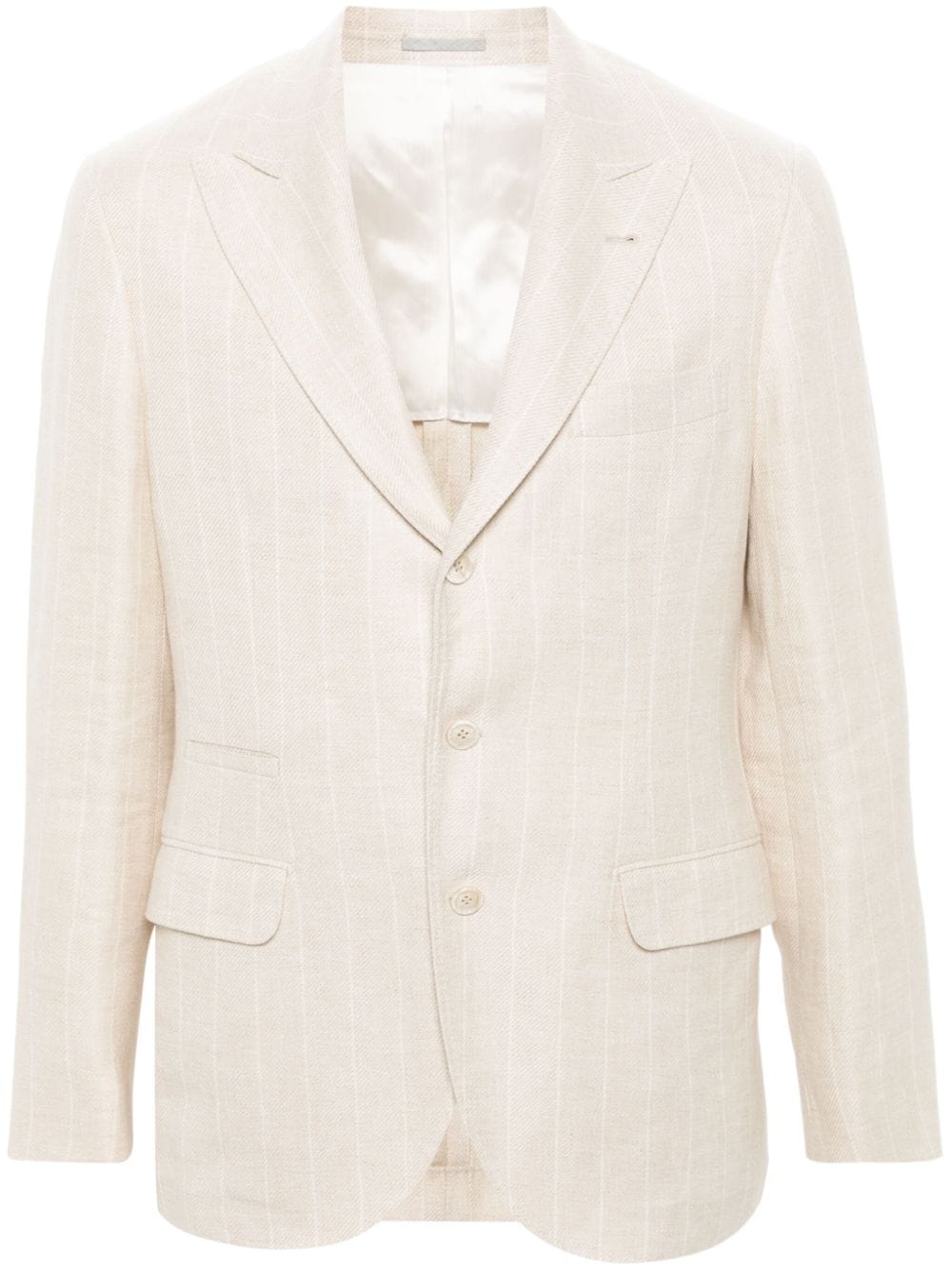 BRUNELLO CUCINELLI Light Beige Linen Suit Jacket for Men - Sustainable Fashion for SS24