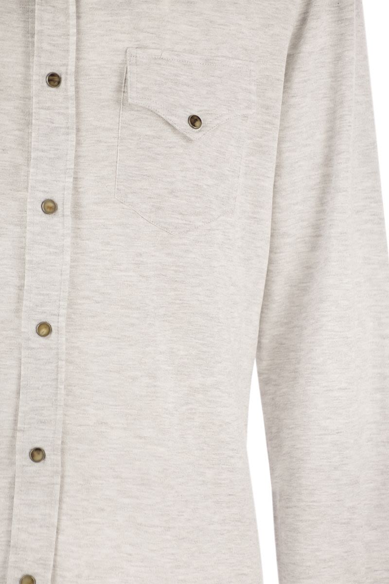 BRUNELLO CUCINELLI Western-Inspired Linen and Cotton Blend Leisure Fit Shirt