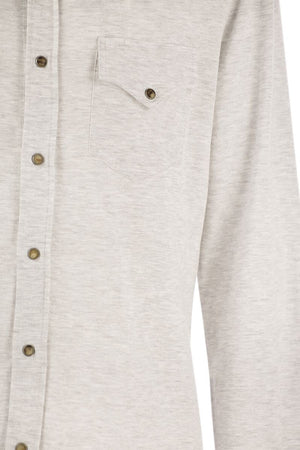 Western-Inspired Linen and Cotton Blend Leisure Fit Shirt