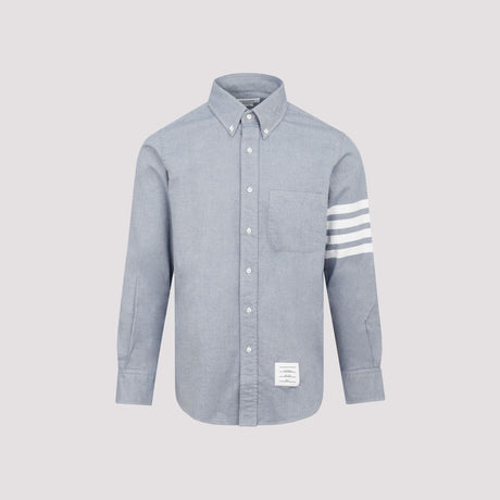 THOM BROWNE Straight Fit Men's Blue Flannel Shirt for SS24 Collection