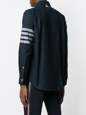 THOM BROWNE Elegant Grey Cotton Shirt with Signature Stripes