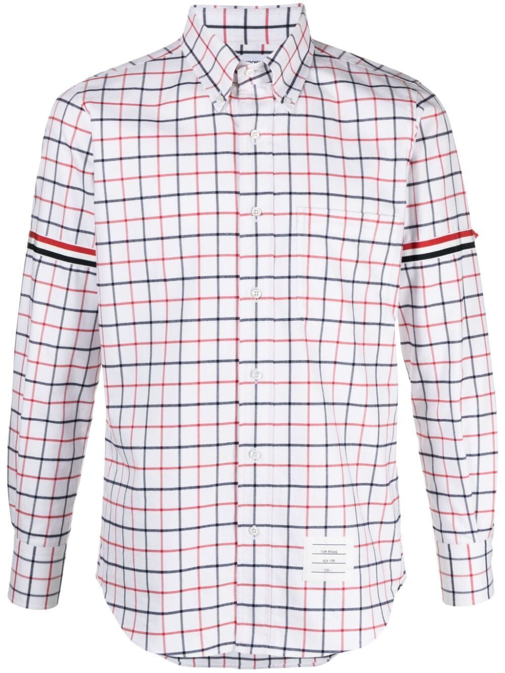 THOM BROWNE Multicolor Straight Fit Cotton Shirt with Signature Stripe Armband