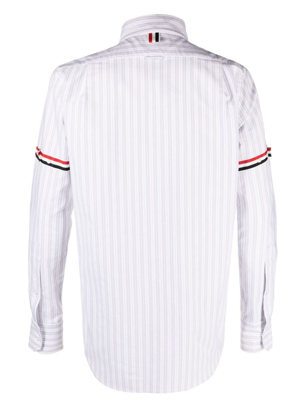 THOM BROWNE Men's Long-Sleeved Striped Poplin Shirt - Grey & White