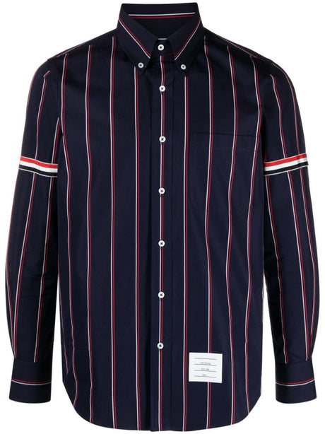 THOM BROWNE Classic Cotton Striped Shirt with Tricolor Detailing